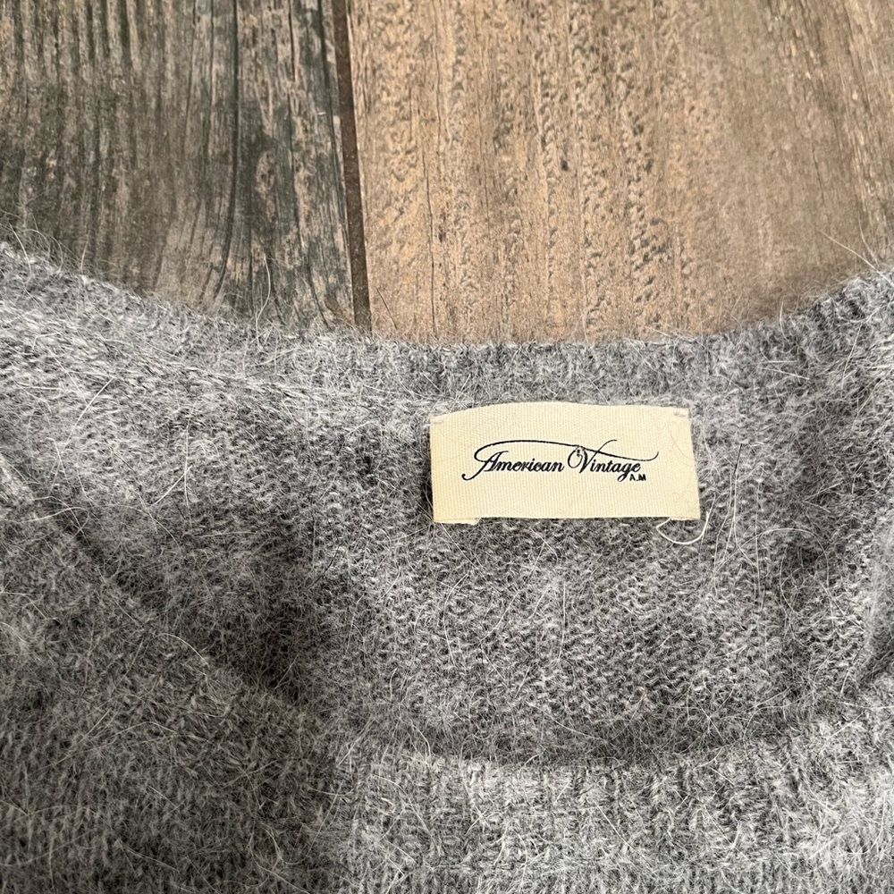 American Vintage Women Jumper Sweater XS/S Grey Angora & Polyamide Rolled Cuff - Picture 6 of 10